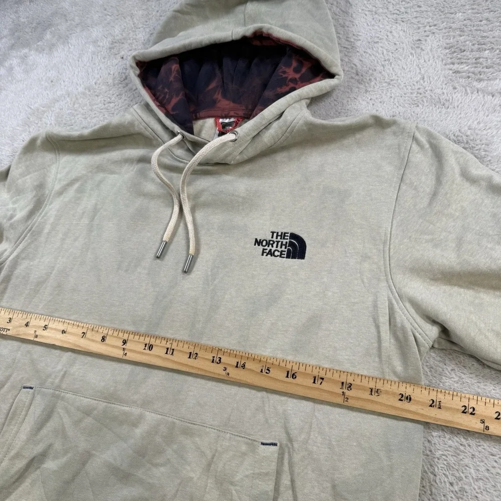 The North Face Hoodie Men Medium Beige Tie Dye Fleece Drawstring Hiking Pullover